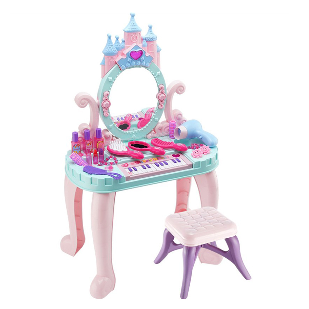 Beauty Makeup Set For Kids - Novelty เด็กความงามแต่งหน้าแต่งตัวตารางของเล่นบทบาทสมมติชุดหลอดไฟกระจกเพลงเสียงสำหรับหญิง3 + ปีวันเกิดของขวัญ