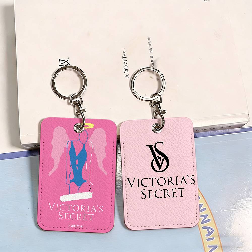 Beauty Makeup Louis Vuitton - V-Victoria-logo-S-Secret ที่ใส่บัตรแบบพวงกุญแจทรงสี่เหลี่ยม, ที่ใส่บัตรเครดิต, ที่ใส่บัตรนักเรียน, ซองใส่บัตรโดยสาร